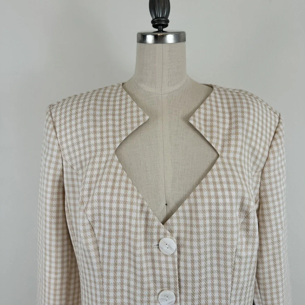 Song Of Style x Revolve Blazer Women's L Beige Check NWT‎ $228